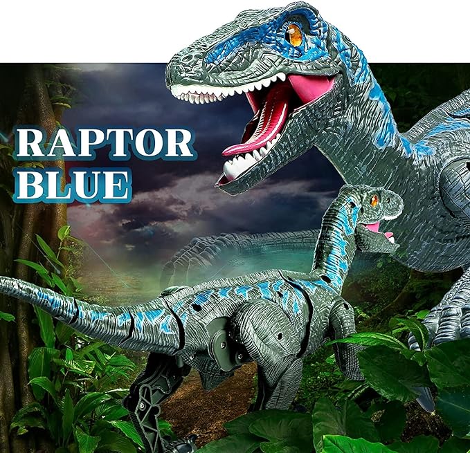 Remote Control Dinosaur Toys for Kids, Walking Robot Dinosaur Toy w/Light & Roaring Simulation Velociraptor