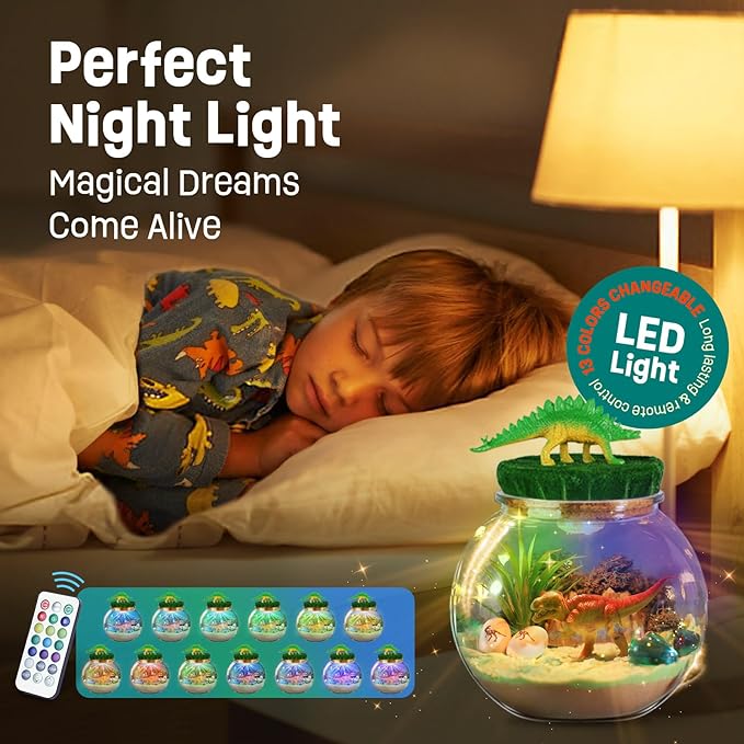 Dinosaur Gifts for Boys - Dinosaur Terrarium Kit for Kids- Arts and Crafts Kit for Kids - Best Boys Presents Stuff