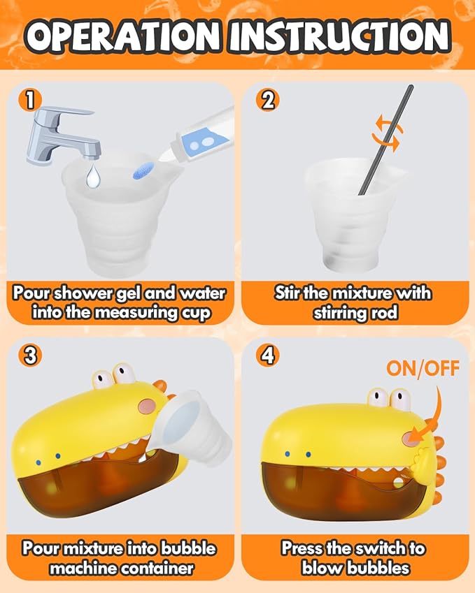 Lehoo Castle Bath Bubble Machine, Dinosaur Bath Toys, Automatic Bubble Maker for Bathtub with Music/Silence Mode, Bathtub Toys for Toddlers Boys Girls