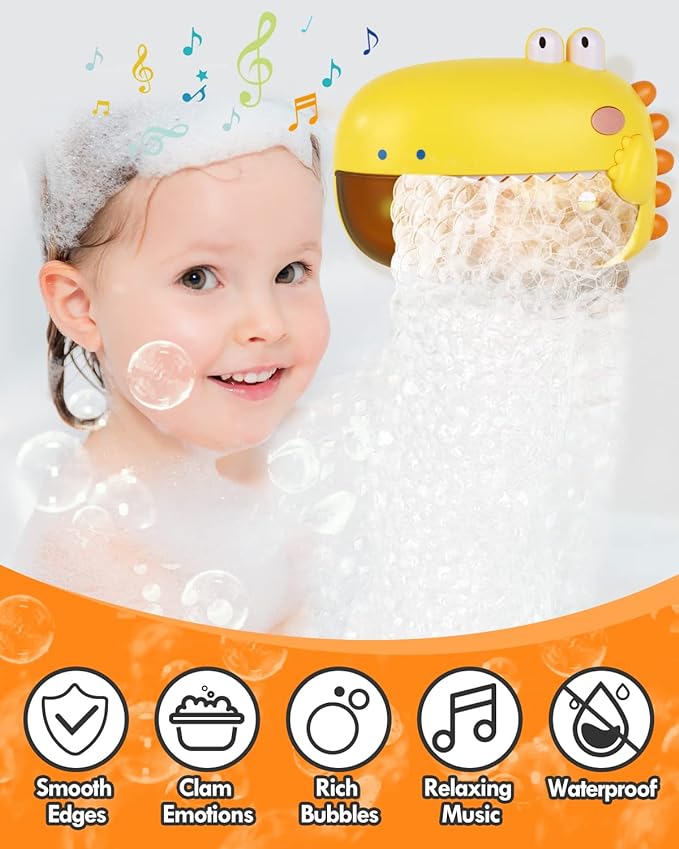 Lehoo Castle Bath Bubble Machine, Dinosaur Bath Toys, Automatic Bubble Maker for Bathtub with Music/Silence Mode, Bathtub Toys for Toddlers Boys Girls
