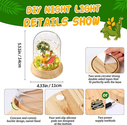 Dinosaur Night Light(USB Upgrade Version),Build Your Own Dinosaur Toys for Kids, Dinosaur Craft Kit-The Ideal Birthday Christmas Gifts