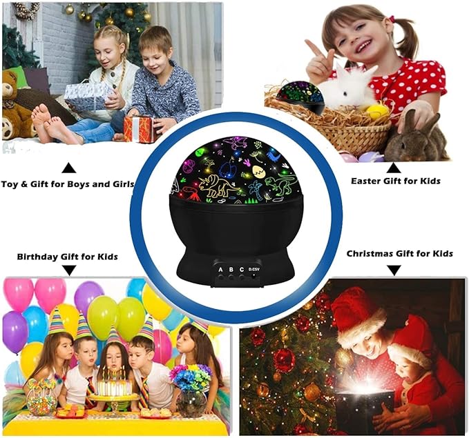 Night Light Kids Dinosaur Toys, 360° Rotation Dino Projection Kids Night Light, Dinosaur Toys for 3-7 Year Old Boys, Christmas Easter Birthday Gifts Party Decorations