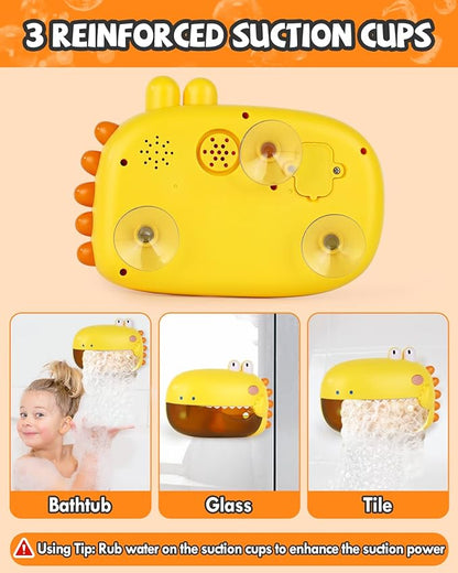 Lehoo Castle Bath Bubble Machine, Dinosaur Bath Toys, Automatic Bubble Maker for Bathtub with Music/Silence Mode, Bathtub Toys for Toddlers Boys Girls