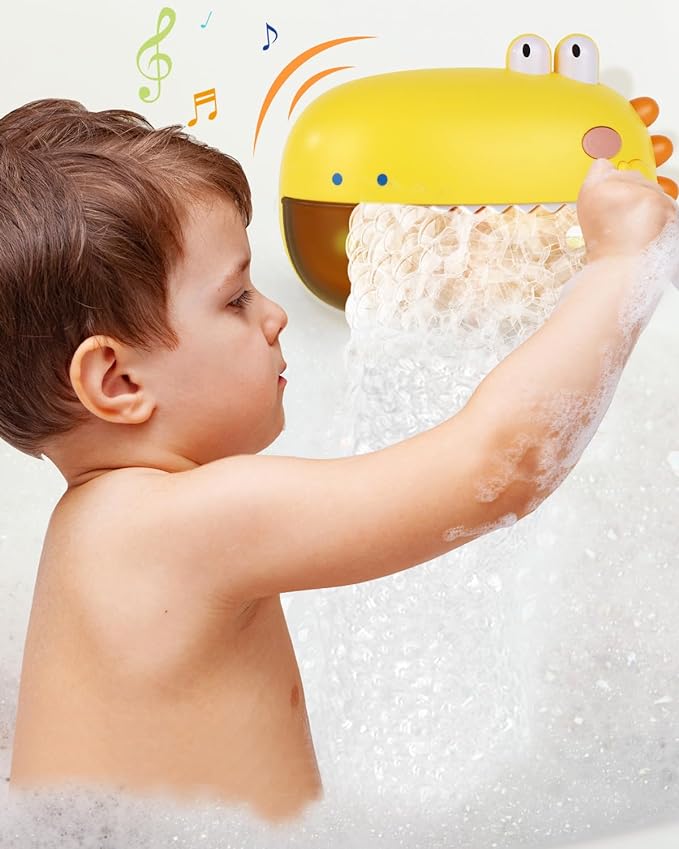 Lehoo Castle Bath Bubble Machine, Dinosaur Bath Toys, Automatic Bubble Maker for Bathtub with Music/Silence Mode, Bathtub Toys for Toddlers Boys Girls