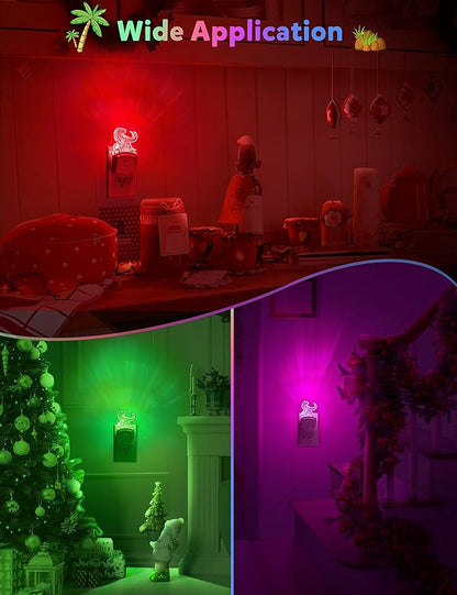 Dinosaur Night Light [2 Pack], 8 Color Changing Plug in Night Light for Kids, Baby Night Light with Dusk to Dawn Sensor